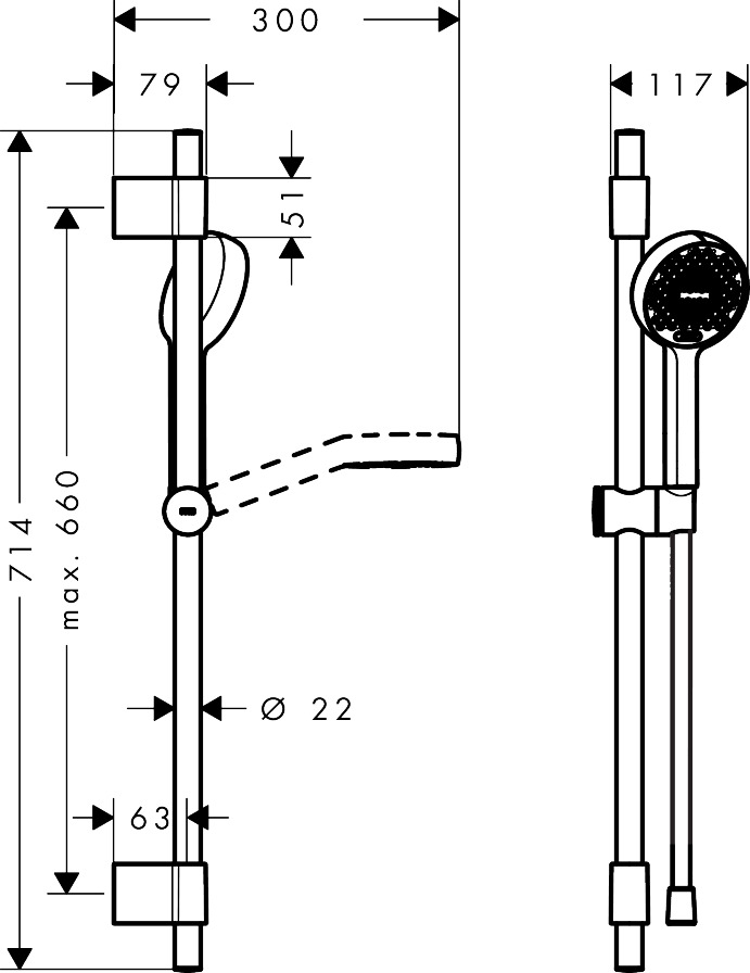 Hansgrohe Brauseset Activera Select S 95 2jet EcoSmart mit Brausestange Typ 72 chrom Hansgrohe Brauseset Activera Select S 95 2jet EcoSmart mit Brausestange Typ 72 chrom