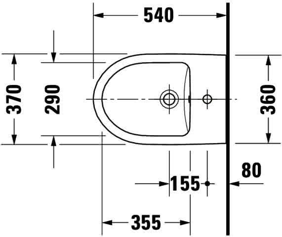 DU Wand-Bidet Duravit No.1 540mm weiß, m.ÜL, m.HLB, 1HL