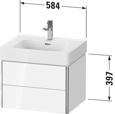 DU Waschtischunterbau wandhängend XSquar e 470x584x397mm Weiß Matt 2 Schubk.