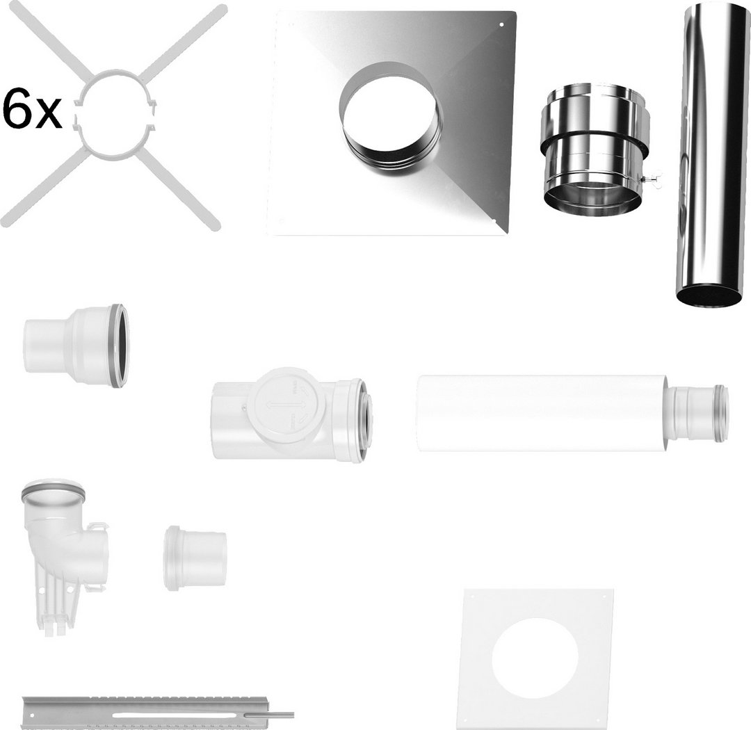 BOSCH Abgaszubehör FC-Set80-C93x, hinten Grundbausatz C93x, d:80/125-110, Edelst.