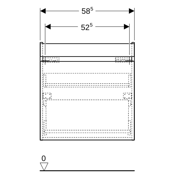 Geberit Renova Plan US f. WT, mit 1 Schublade u. Innenschubl., 58,5x60,6x44,6cm, lava