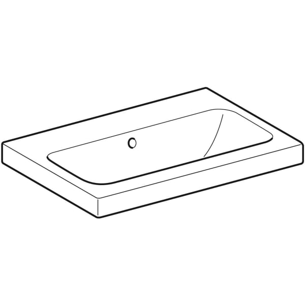 Geberit iCon Light WT 60x42cm, verk. Ausld. ohne Hahnloch, mit Ül., weiß, KeraTect