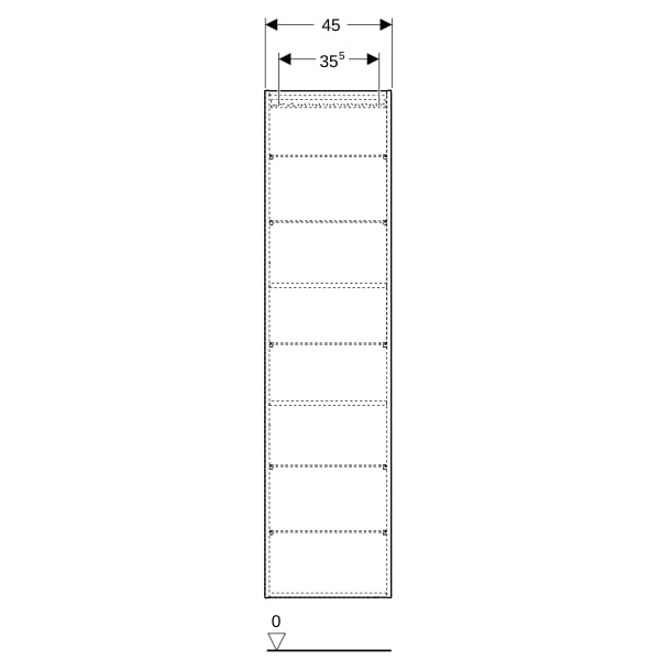 Geberit Hochschrank, 1 Tür u. i.Spiegel 45x180x15cm, Eiche