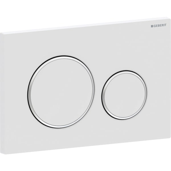 Geberit Sigma20 BetPl., rund, 2-Mengen-Sp. weiß matt, Etc / chrom glänzend
