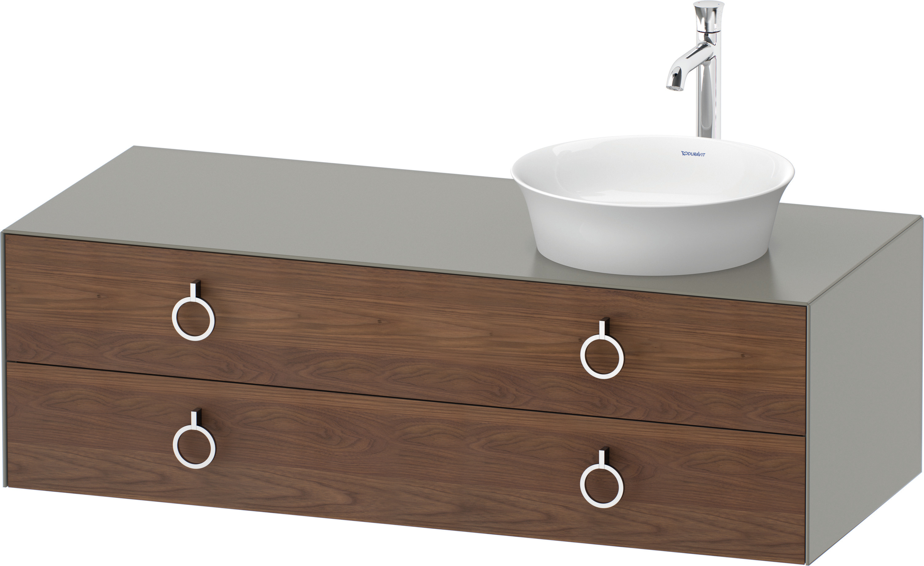 Duravit WTU wandh.White Tulip,2Schk.,m.Griff Aus.r,408x1300x550,A.Nussb.M./St.gr.Sdm