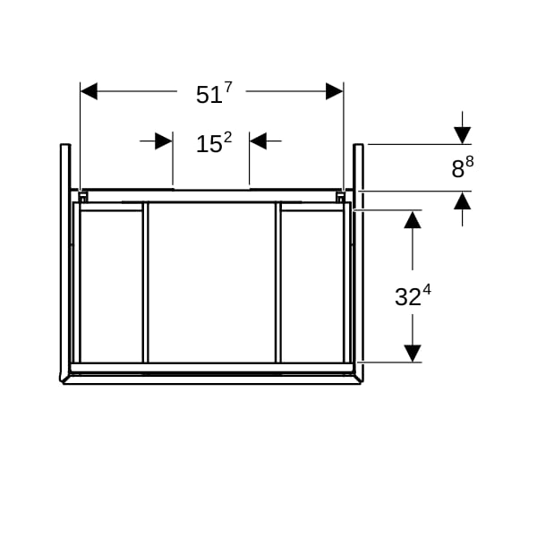 Geberit ONE Unterschrank für WT/-Platte 2 Schubl., 59,2x50,4x47cm, weiß matt