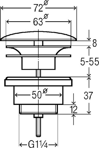 Viega Schaftventil 5438 in G1 1/4x63 Messing verchromt, nicht verschließbar