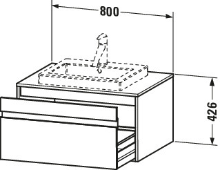 DU WTU wandhängend Ketho 550x800x426mm 1 Auszug, für EBWT mi., weiß hochglanz
