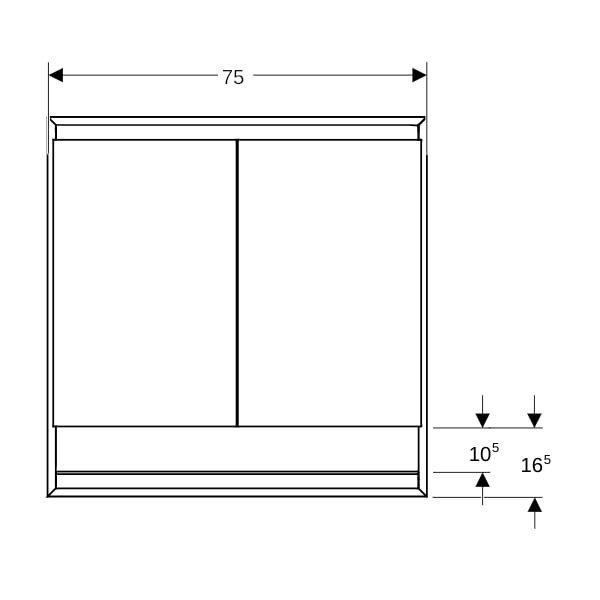 Geberit ONE SPS, Nische u.Comf.Light, 2 Türen UP-Mont,75x90x15cm, schw matt/alu. plvb