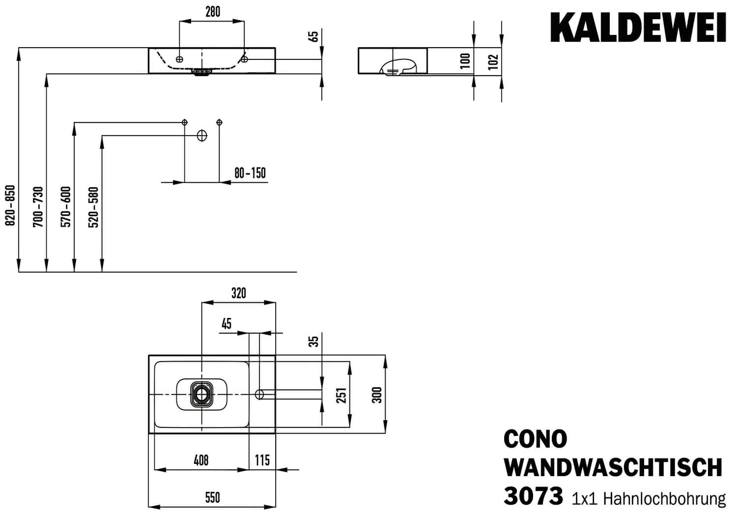 KA WB CONO Mod.3073,550x300mm,alpwe, links,PEFF,AD,m. 1HL,oÜL