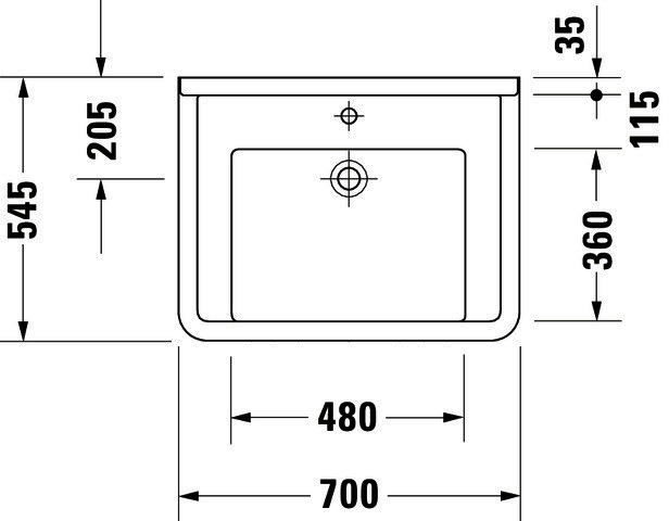DU Waschtisch Starck 3 Vital 700 mm mit ÜL, mit HLB, 1 HL, weiß WonderGliss