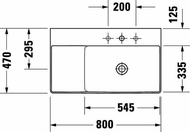 DU Möbel-WT DuraSquare 800mm, Weiß o.ÜL, m.HLB, o.HL, Becken rechts