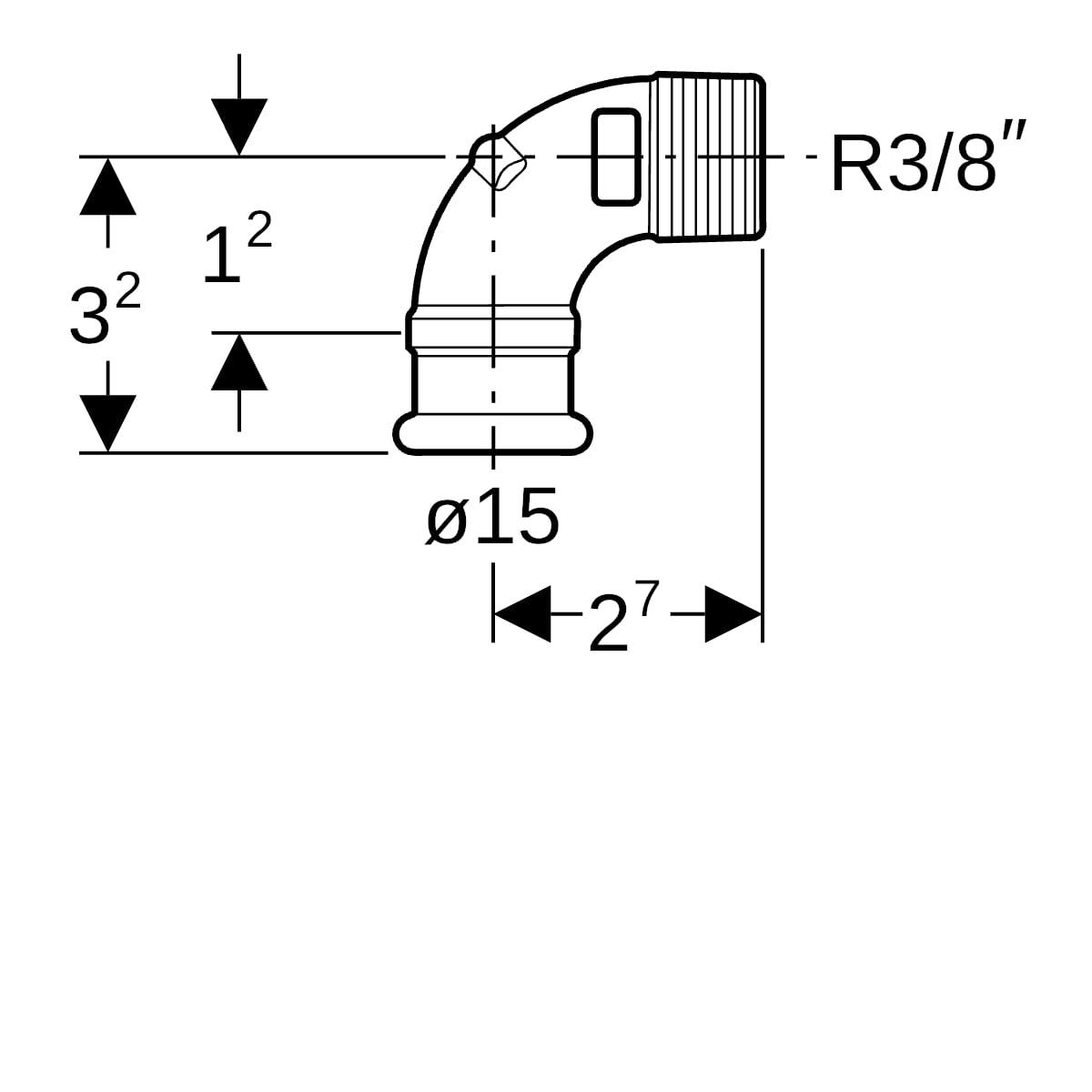 Geberit Mapress Kupfer Übergangswinkel 90Gr mit AG Rg d15-R3/8