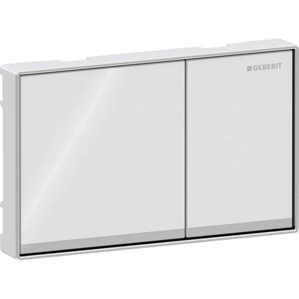 Geberit Omega60 BetPl., eckig, für 2-M-Sp. weiß Glas glzd / Glas versp. /chrom glzd