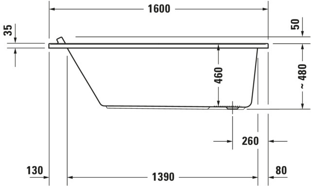 DU Starck BW Rk, 1600x700mm, Einau, Weiß
