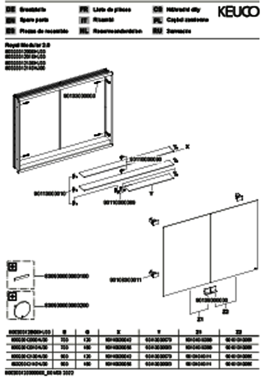 KEUCO Royal Modular 2.0 SPS, unbel. 80020, Einb,1Steckd/USB,sb-elox,1200x700x160mm