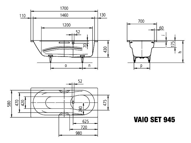 KA BW VAIO SET STAR Mod.945,1700x700mm, pergamon