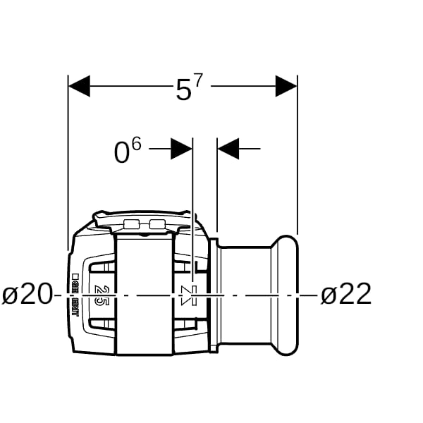 Geberit FlowFit Übergang auf Geberit Mapress mit Pressmuffe, edst., d20-d22