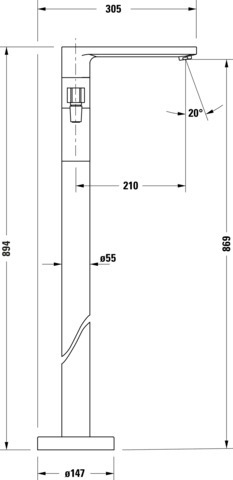 DU D-Neo Einhebel-Wannenmischer bodenst. Keramikmischsystem, Chrom HG