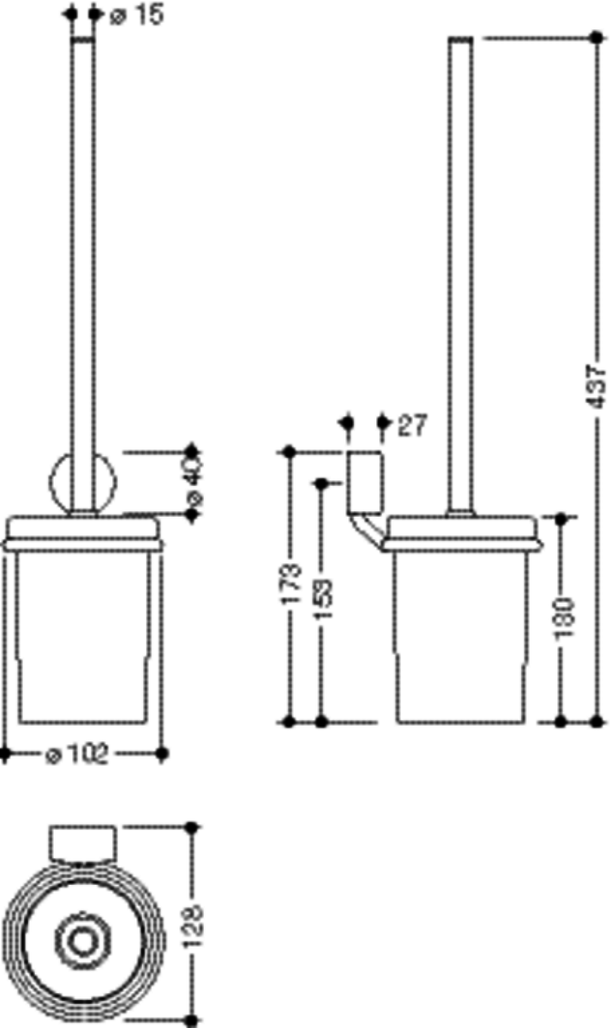 HEWI WC-Bürstengarnitur System 815 Sch. matt, Glas sat. schw tiefmatt