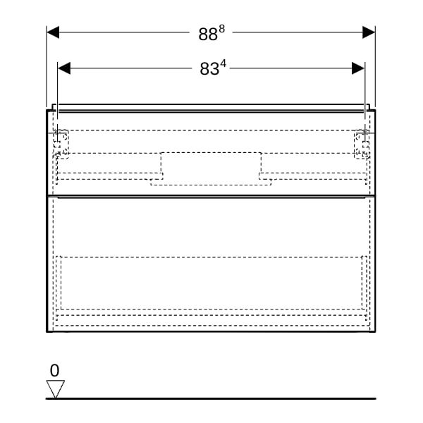 Geberit iCon Unterschrank für WT, 2 Schubl. 88,8x61,5x47,6cm, weiß hgl./Gr. chrom