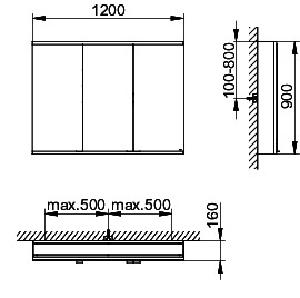 KEUCO Royal Modular 2.0 SPS, unbel. 80030, Vorb,2Steckd,sb-elox,1200x900x160mm