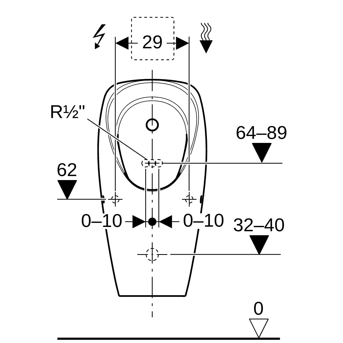 Geberit Tamina Urinal, für UP-Strg. Zulauf hinten, weiß