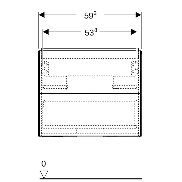Geberit ONE Unterschrank für WT/-Platte 2 Schubl., 59,2x50,4x47cm, Nussb.hickory