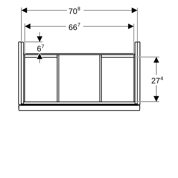 Geberit Acanto US für WT B:75cm, 1 Schubl. 1 i.Schubl., v.Ausl., lava matt/Gl. lava
