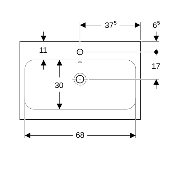 Geberit iCon Light Waschtisch 75x48cm mit Hahnloch, mit Überlauf, weiß