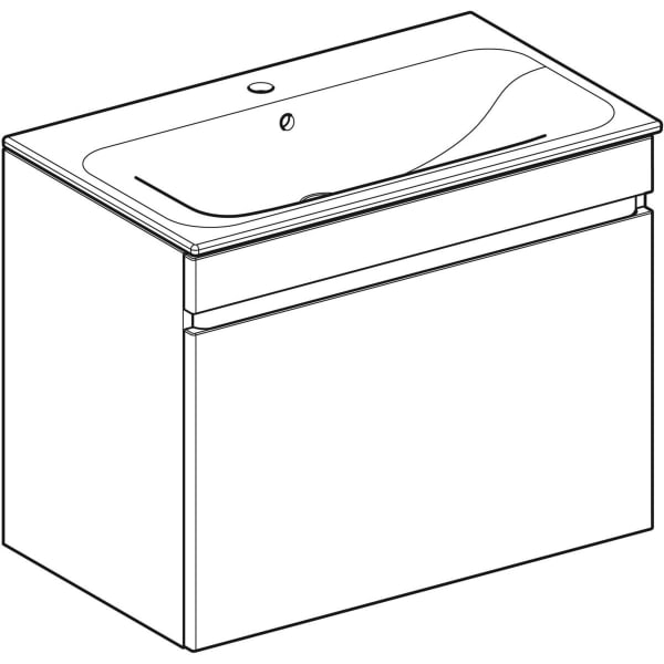 Geberit Renova Plan Set MWT m. US, 1 Schubl. 80x62,2x48cm, weiß hgl./KeraTect