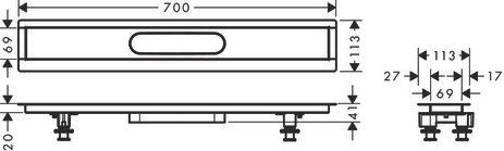 Hansgrohe Installationsset RainDrain  700 mm für Duschrinnen Fertigsets
