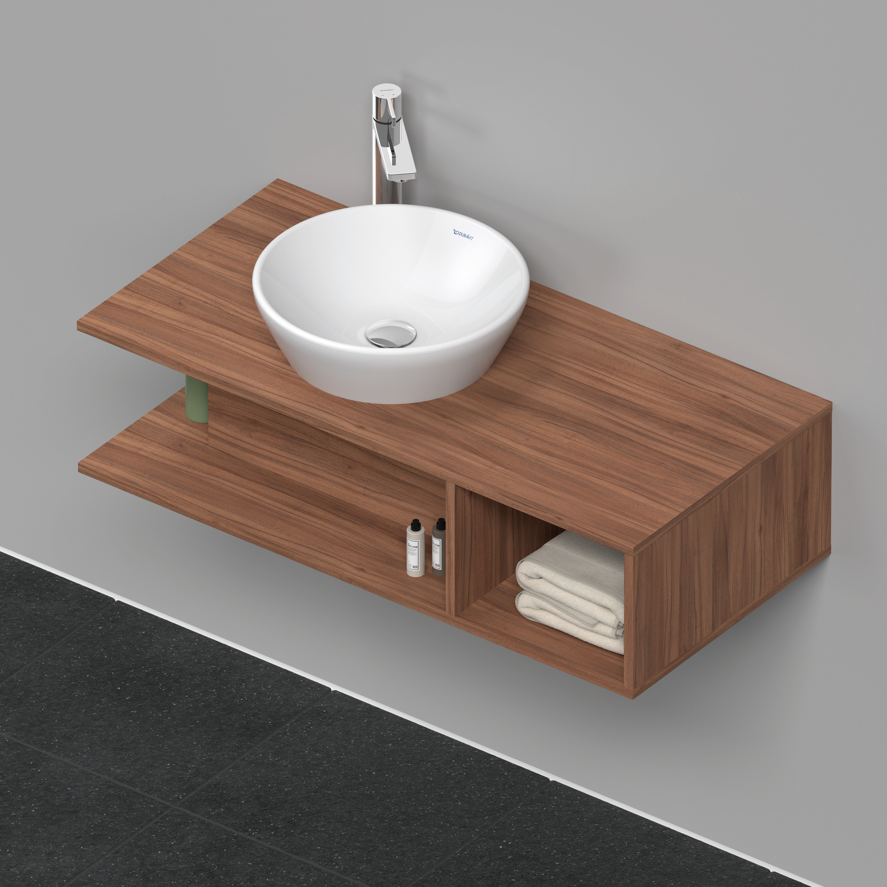 Duravit D-Neo WTU wandh.,1 offenes Fach r., 260x1000x480mm, Nussbaum Natur