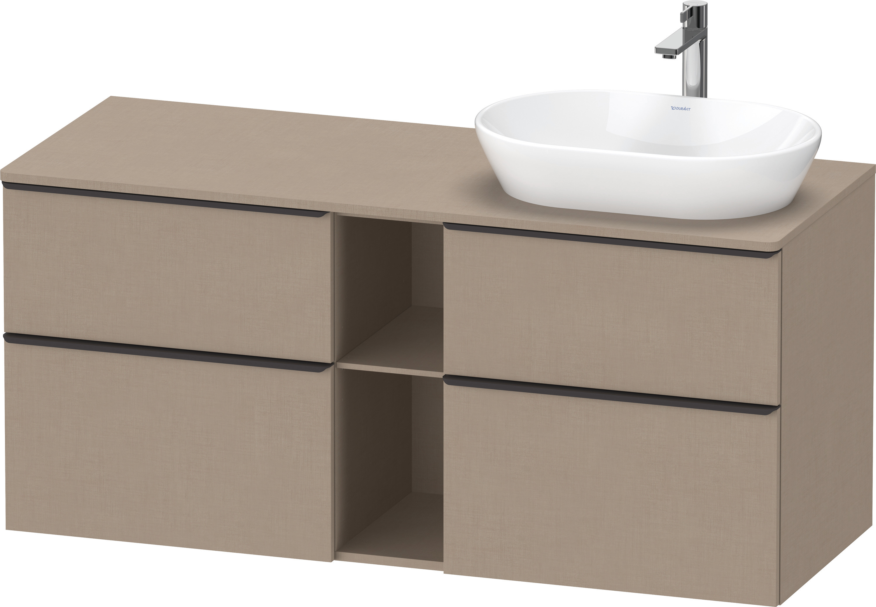 Duravit D-Neo,Kons-WTU,R,AZ:2,SBK:2,Gr:D.Schw 1400x550x644mm,Wdh, Leinen Matt, Dekor