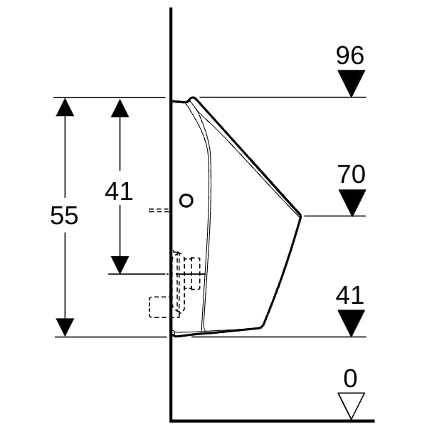 Geberit Renova S Urinal, Zulauf von hinten Abgang hinten od. unten, weiß