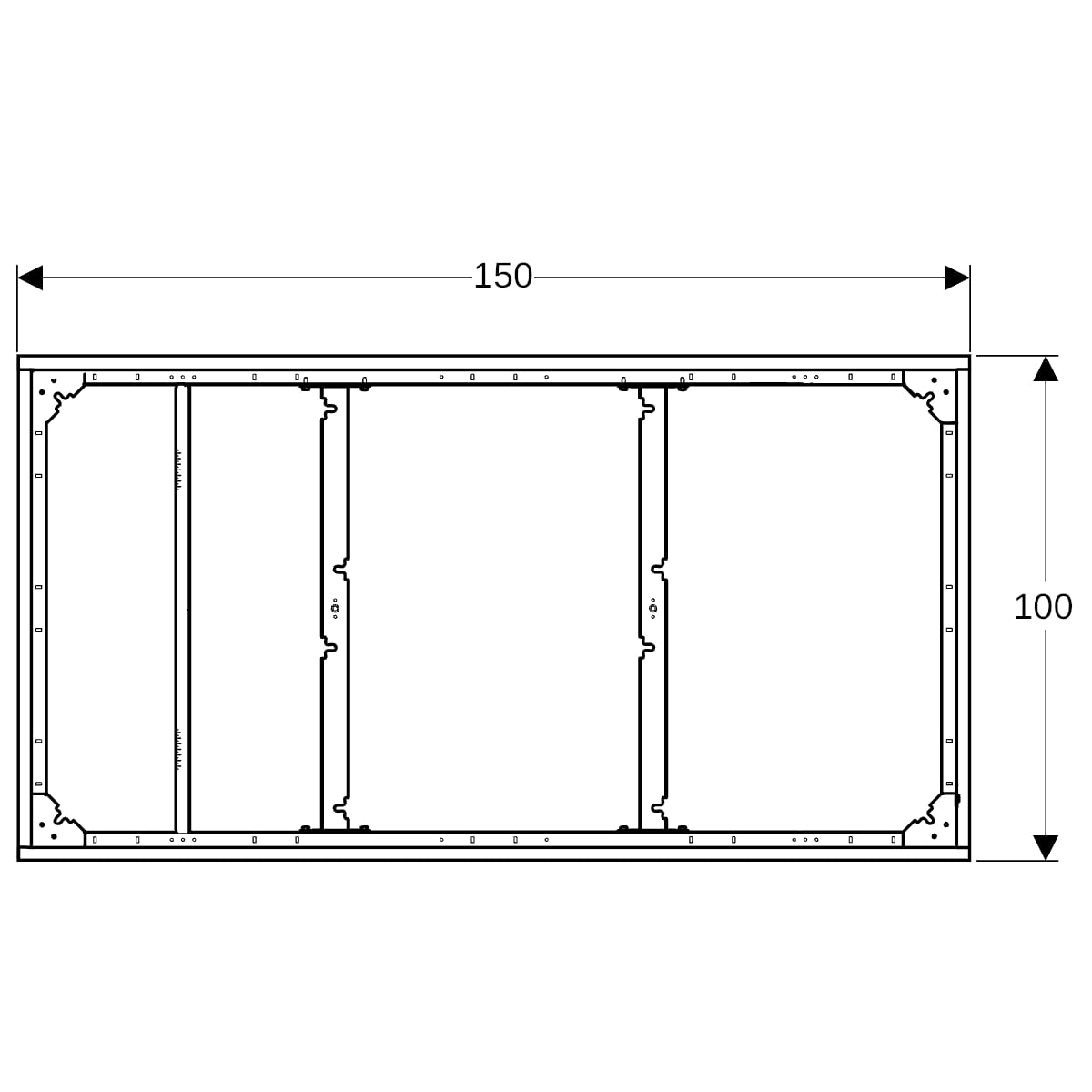 Geberit Duofix Installationsrahmen, 150x100cm für zehn Füße