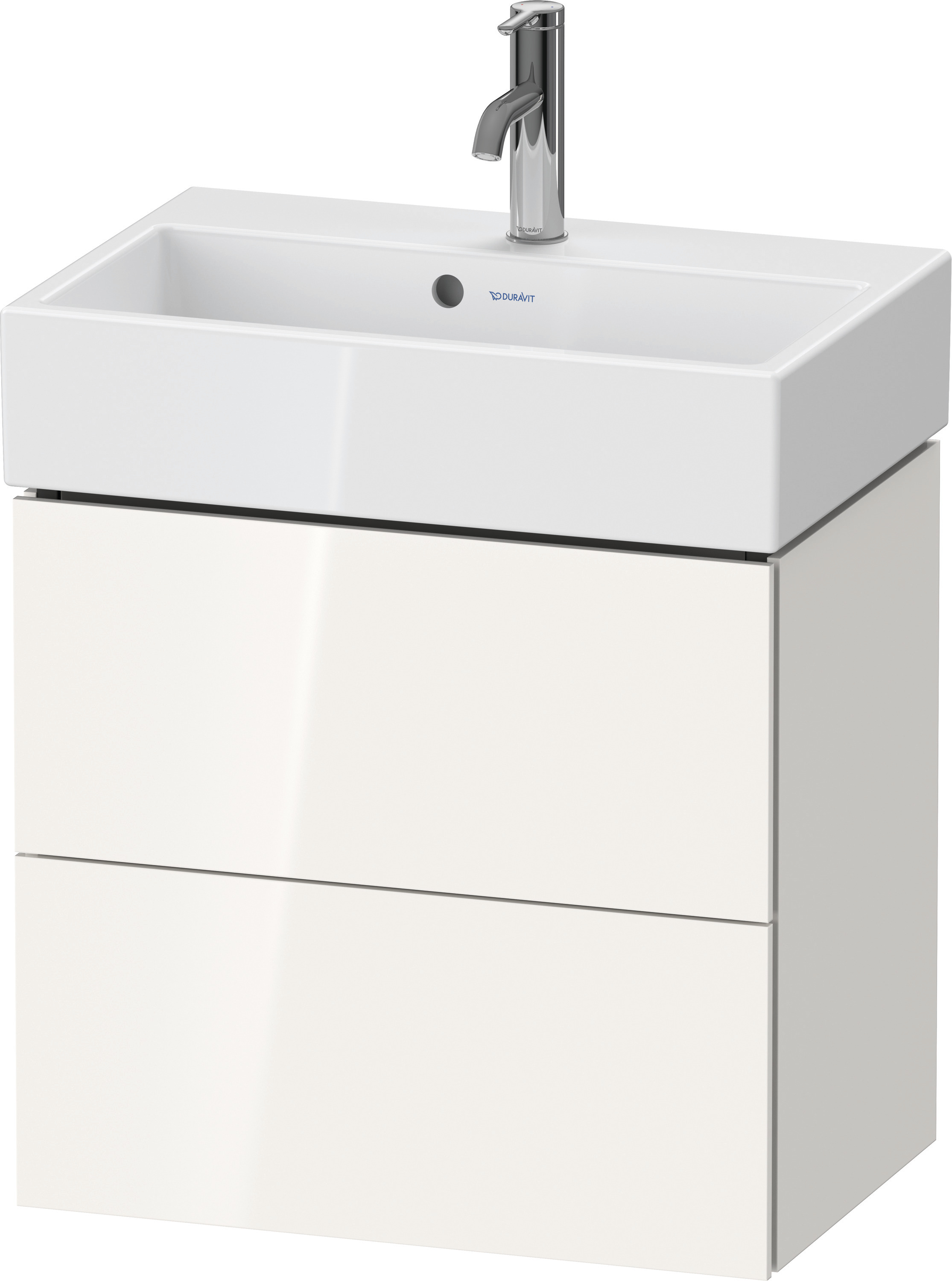 Duravit WTU L-Cube wandhängend, 2 Schubk. 544x584x391mm, Weiß HGL