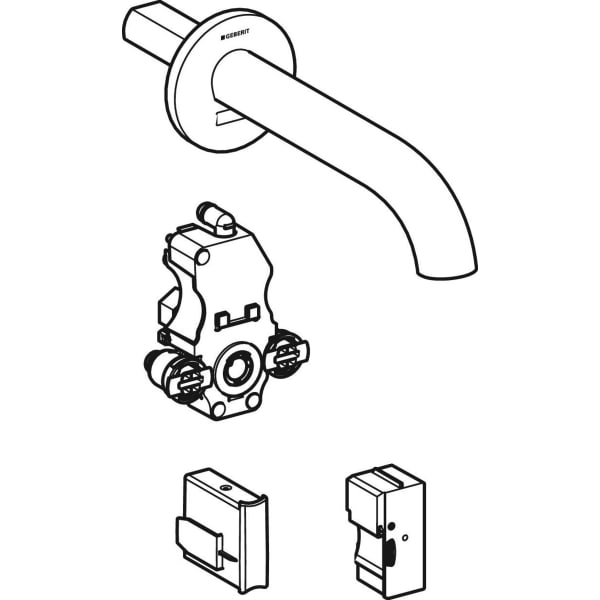 Geberit Piave WT-Arm., Wandmontage, Netzbetr. für UP-Funkt.Box, m.Misch.,L:22cm, chrg