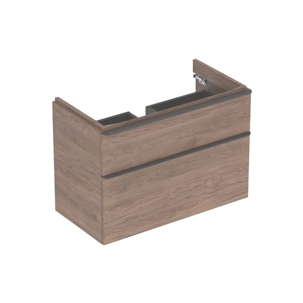 Geberit Smyle US für WT, eckig, m. 2 Schubl. 88,4x61,7x47cm, Nussbaum