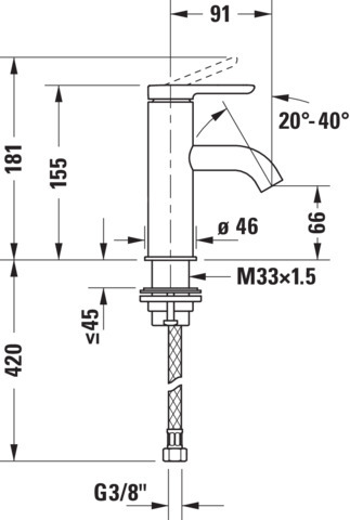 DU C.1 Einhebel-Waschtischmischer S ohne Zugstange, Chrom HG