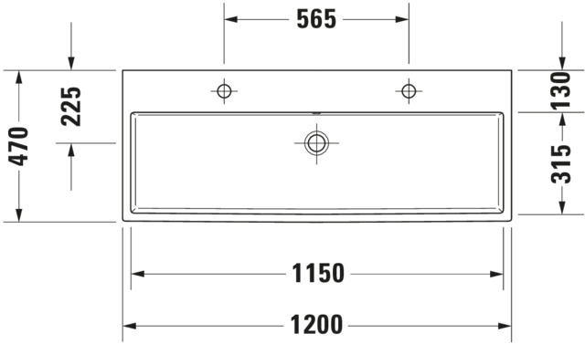 DU Waschtisch Vero Air 1200 mm m.ÜL, m.HLB, 2 HL, 1 Becken, weiß, WG