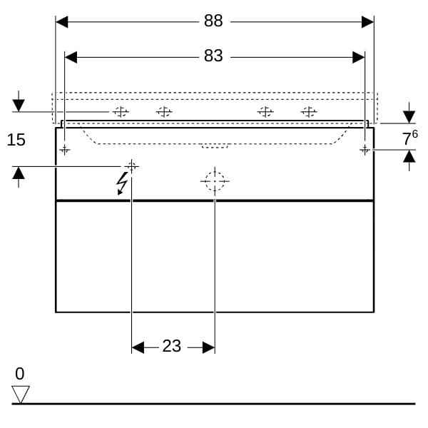 Geberit Xeno2 Unterschrank f. WT, 2 Schubl. 88x53x46,2cm, greige