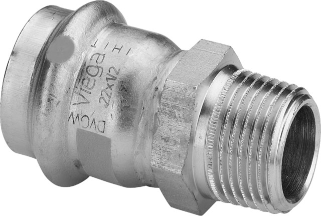 Viega Sanpress Inox G-Übergangsstück 0211 (Gas) in d42 x R1 1/2 Edelstahl