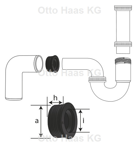 Haas HT-Gumminippel (HTS+HTSW) Nr.3131 NW 40-50, 11/4" groß