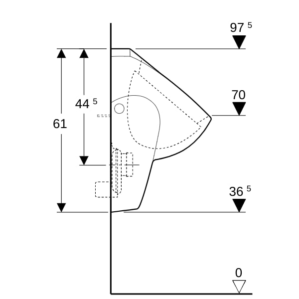 Geberit Renova Urinal, Zulauf von hinten Abgang nach hinten, weiß
