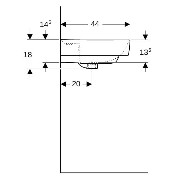 Geberit Renova Plan Waschtisch, 55x44cm m. Hl., m. Ül., weiß, KeraTect