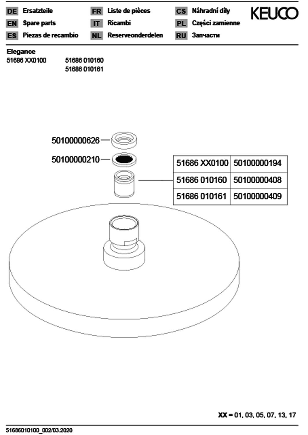 KE Kopfbrause Elegance 51686, rund, 180 mm, Bronze gebürstet