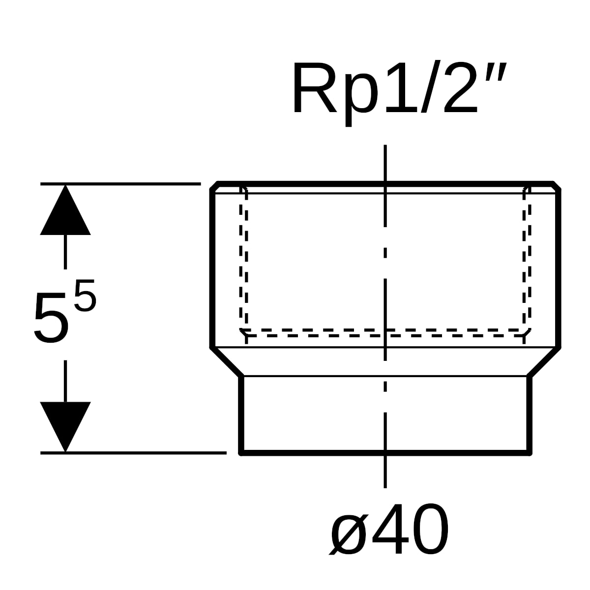 Geberit PE Übergang mit Innengewinde d40 Rp1/2