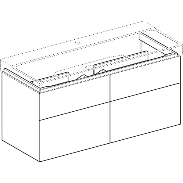 Geberit Xeno2 Unterschrank f. WT m. B:120cm m. 4 Schubl., 117,4x53x46,2cm, scul.grau
