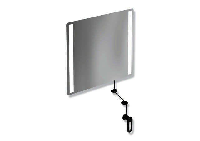 HEWI Kippspiegel LED basic, B:600mm H:540mm tiefschwarz